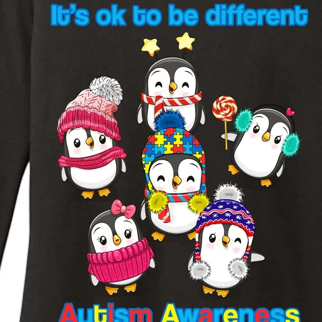 It's Ok To Be Different Penguins Autism Womens CVC Long Sleeve Shirt