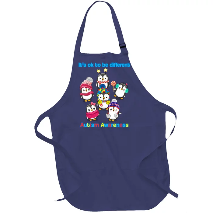 It's Ok To Be Different Penguins Autism Full-Length Apron With Pocket