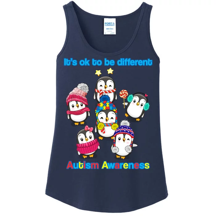 It's Ok To Be Different Penguins Autism Ladies Essential Tank