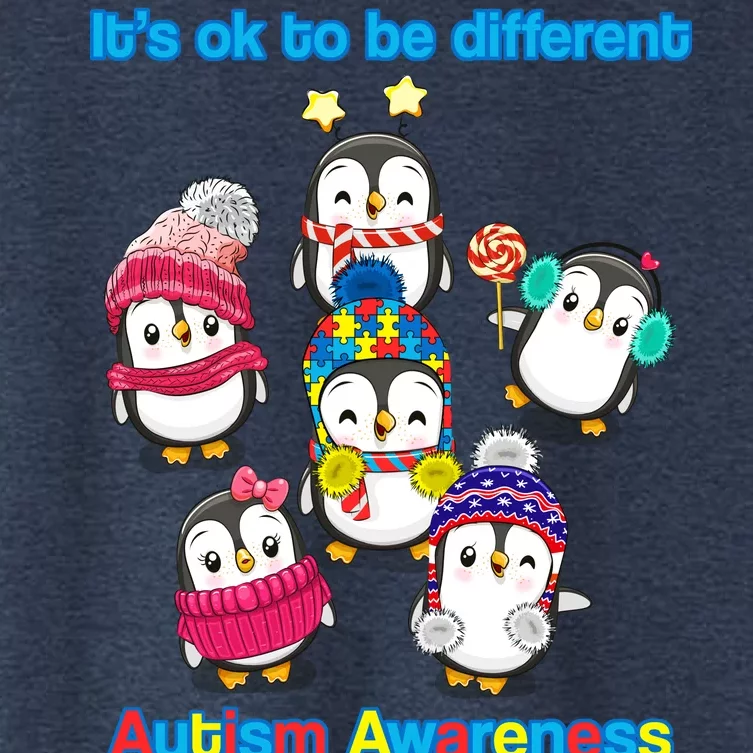 It's Ok To Be Different Penguins Autism Women's Crop Top Tee