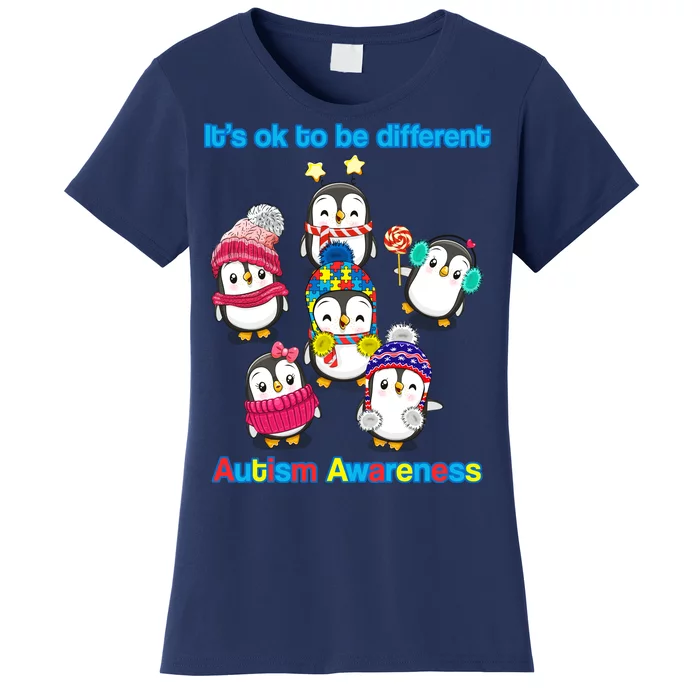 It's Ok To Be Different Penguins Autism Women's T-Shirt