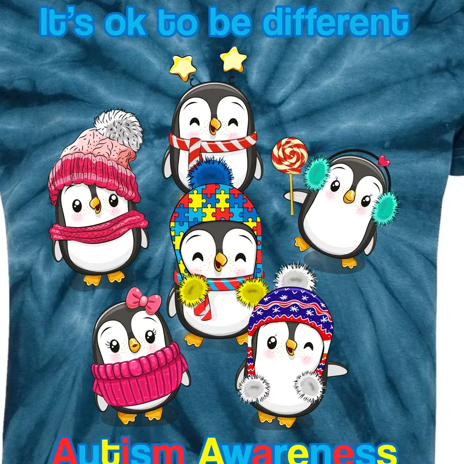 It's Ok To Be Different Penguins Autism Kids Tie-Dye T-Shirt