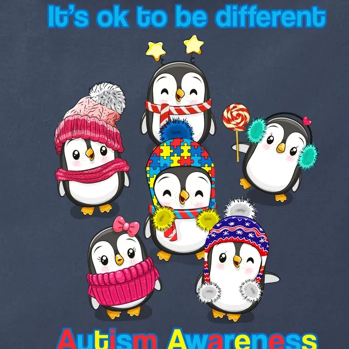 It's Ok To Be Different Penguins Autism Zip Tote Bag