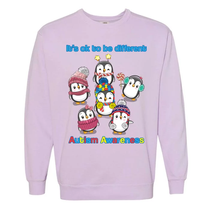 It's Ok To Be Different Penguins Autism Garment-Dyed Sweatshirt