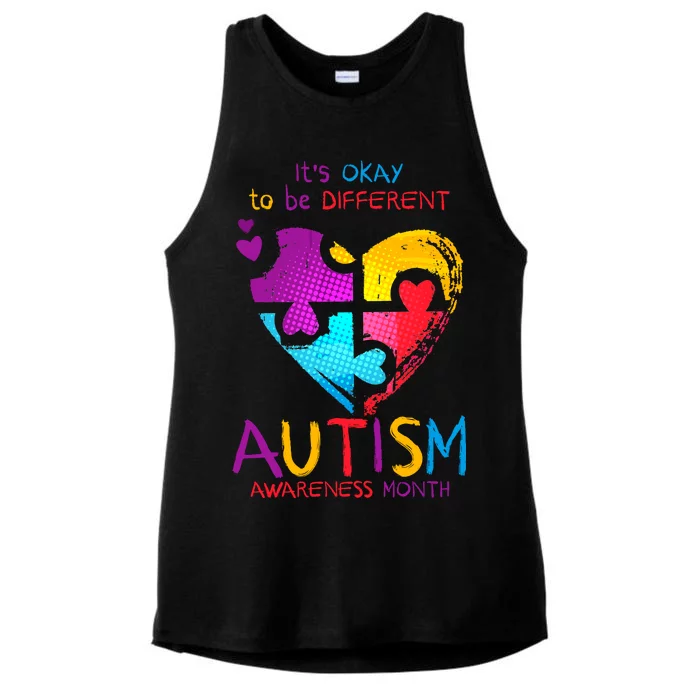 It's Okay To Be Different Autism Awareness Month Ladies Tri-Blend Wicking Tank