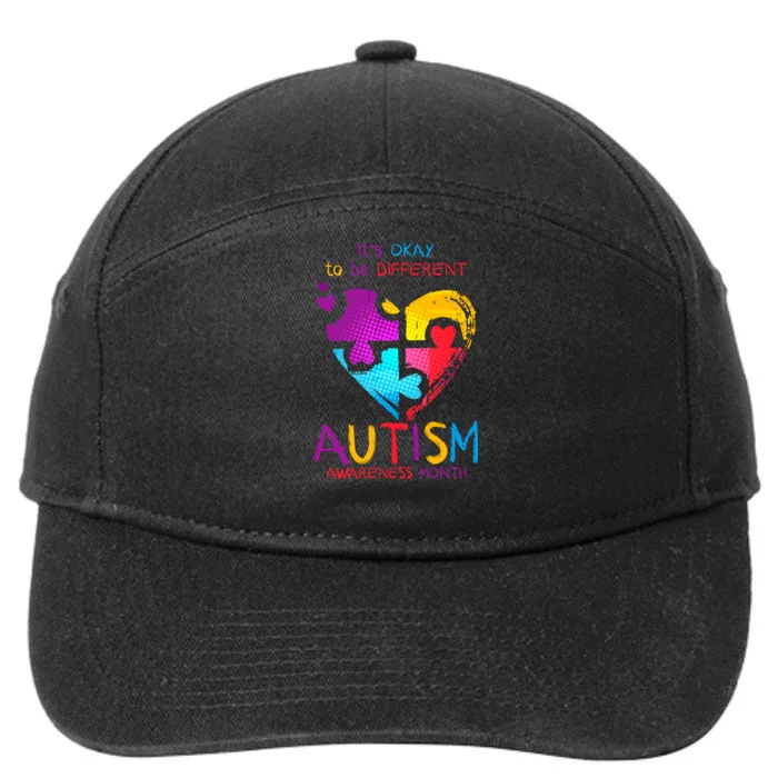 It's Okay To Be Different Autism Awareness Month 7-Panel Snapback Hat