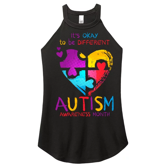 It's Okay To Be Different Autism Awareness Month Women’s Perfect Tri Rocker Tank