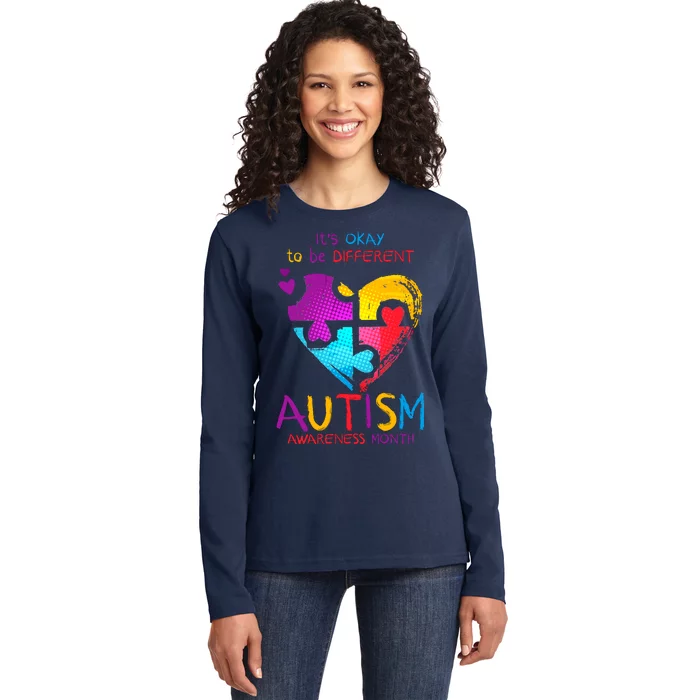 It's Okay To Be Different Autism Awareness Month1 Ladies Long Sleeve Shirt