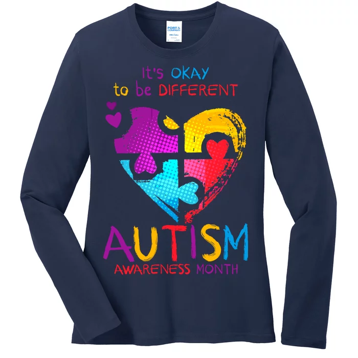 It's Okay To Be Different Autism Awareness Month1 Ladies Long Sleeve Shirt