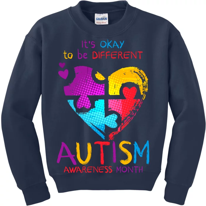 It's Okay To Be Different Autism Awareness Month1 Kids Sweatshirt