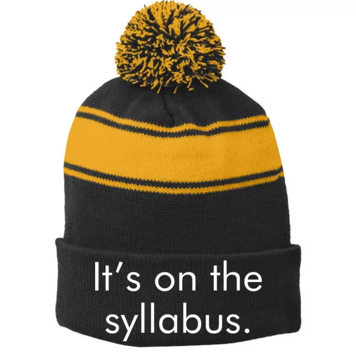 It's on the Syllabus. Stripe Pom Pom Beanie