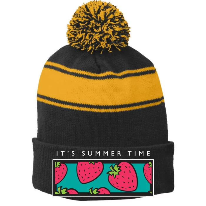 It's Summer Time Stripe Pom Pom Beanie