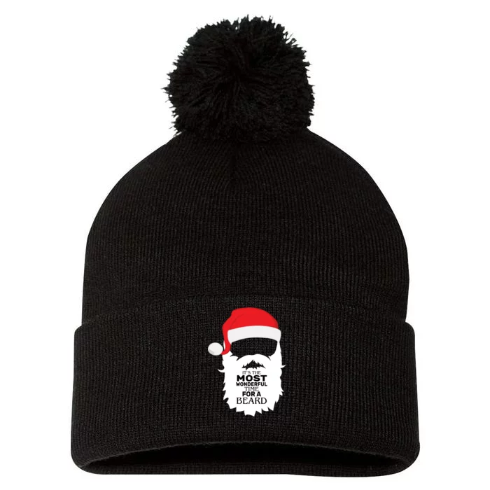 It's the Most Wonderful Time For a Beard Pom Pom 12in Knit Beanie