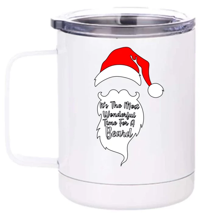 It's The Most Wonderful Time for a Beard Funny Christmas Front & Back 12oz Stainless Steel Tumbler Cup