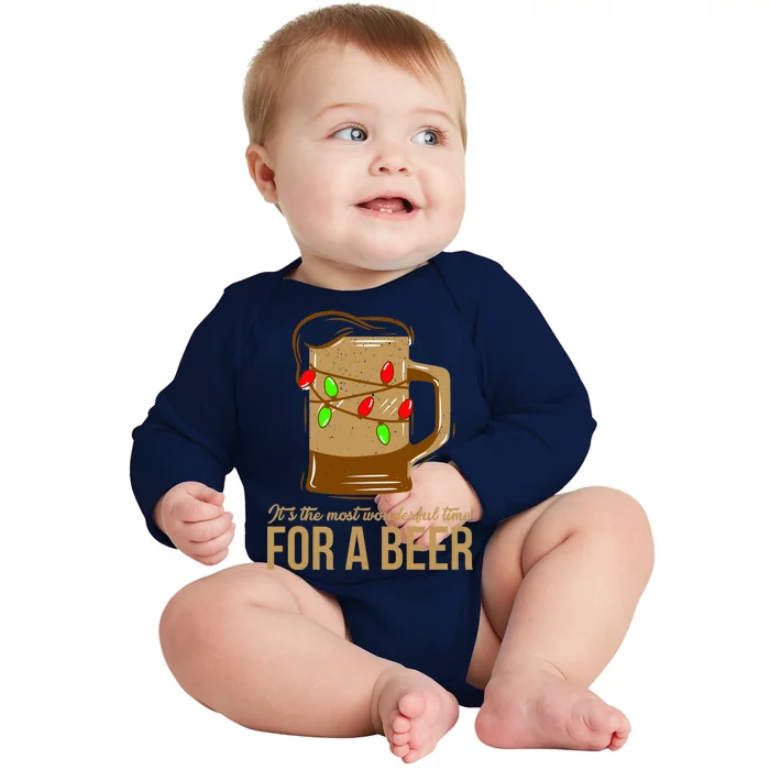 It's The Most Wonderful Time For A Beer Baby Long Sleeve Bodysuit