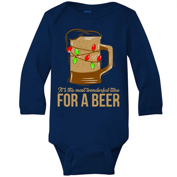 It's The Most Wonderful Time For A Beer Baby Long Sleeve Bodysuit