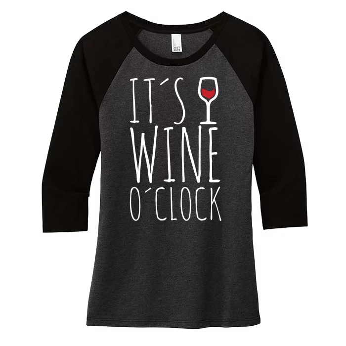 It's Wine O'Clock Women's Tri-Blend 3/4-Sleeve Raglan Shirt