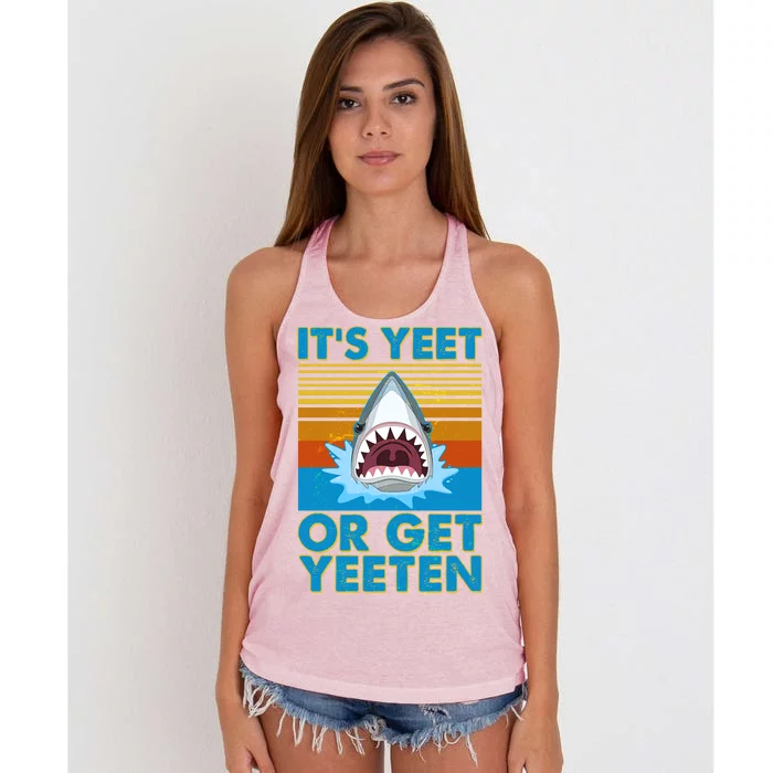 It's Yeet or Get Yeeten Shark Attack Women's Knotted Racerback Tank