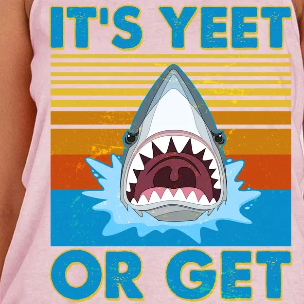 It's Yeet or Get Yeeten Shark Attack Women's Knotted Racerback Tank