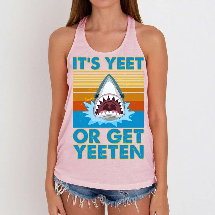 It's Yeet or Get Yeeten Shark Attack Women's Knotted Racerback Tank