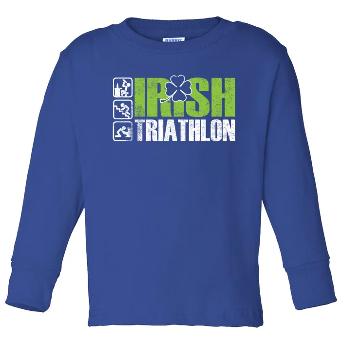 Irish Triathlon Sport Ing Happy St Patrick's Day Funny Gift Toddler Long Sleeve Shirt