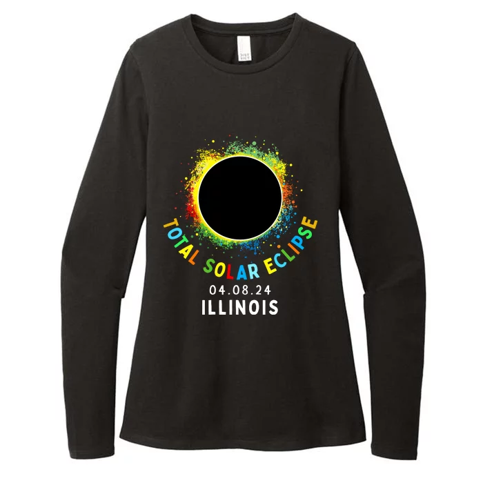 Illinois Total Solar Eclipse Totality April 8 2024 Tie Dye Womens CVC Long Sleeve Shirt