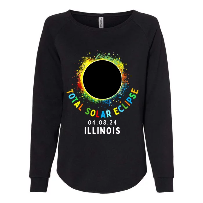 Illinois Total Solar Eclipse Totality April 8 2024 Tie Dye Womens California Wash Sweatshirt