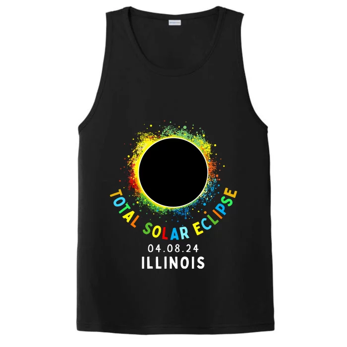 Illinois Total Solar Eclipse Totality April 8 2024 Tie Dye Performance Tank