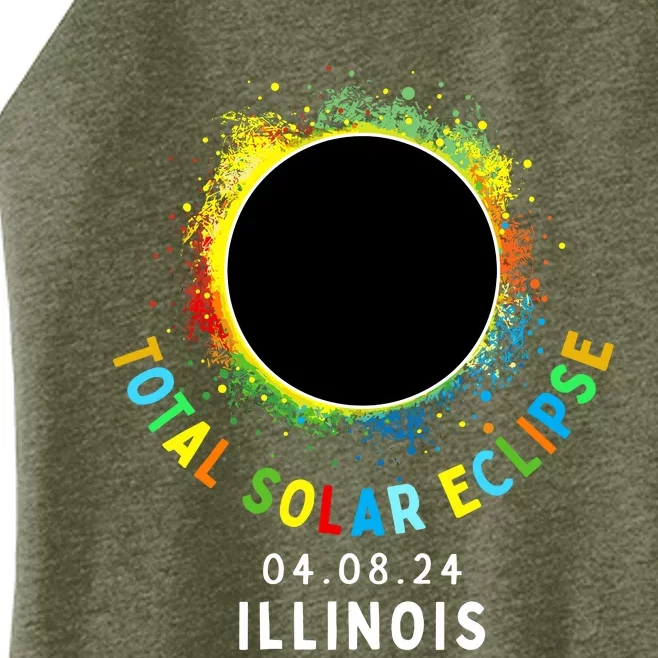 Illinois Total Solar Eclipse Totality April 8 2024 Tie Dye Women’s Perfect Tri Rocker Tank