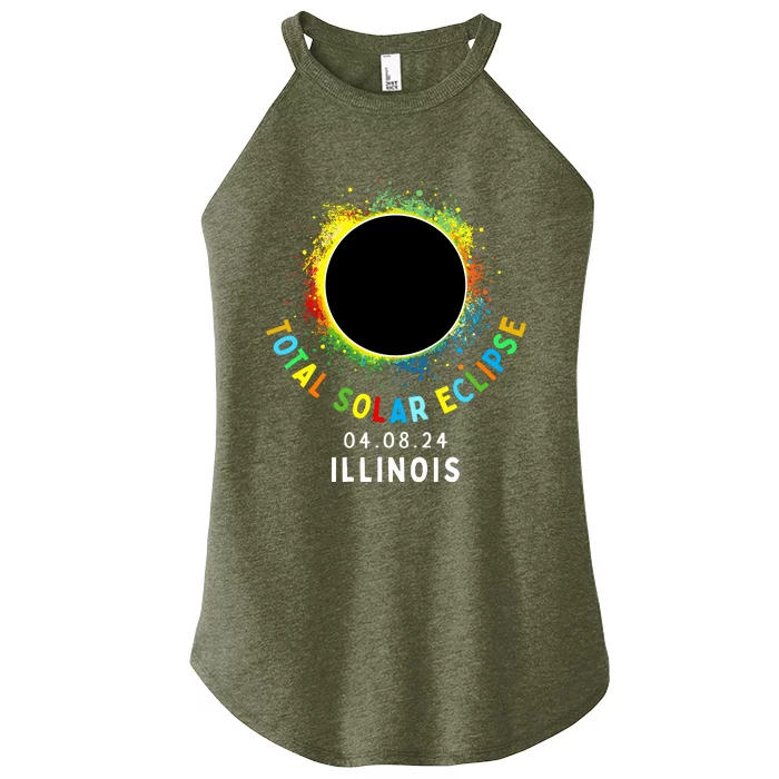 Illinois Total Solar Eclipse Totality April 8 2024 Tie Dye Women’s Perfect Tri Rocker Tank