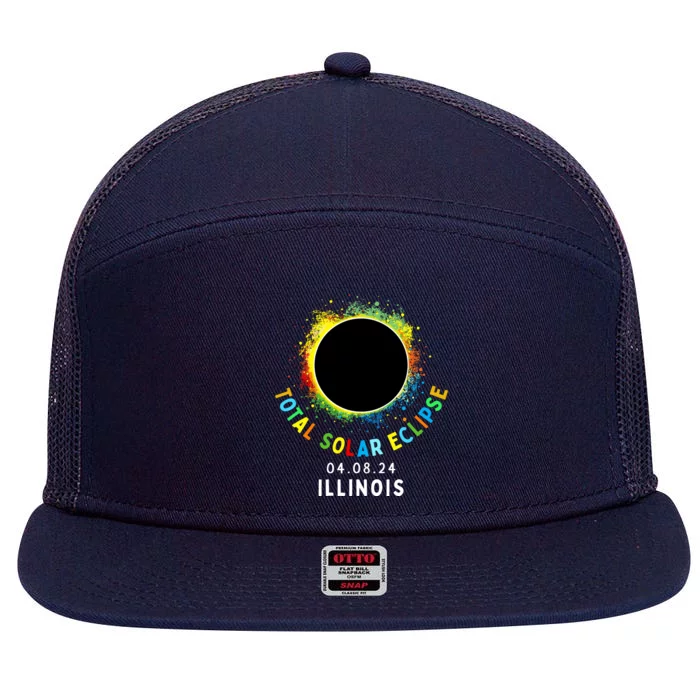 Illinois Total Solar Eclipse Totality April 8 2024 Tie Dye 7 Panel Mesh Trucker Snapback Hat