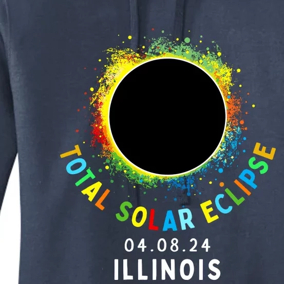 Illinois Total Solar Eclipse Totality April 8 2024 Tie Dye Women's Pullover Hoodie