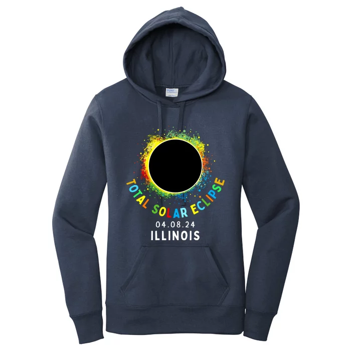 Illinois Total Solar Eclipse Totality April 8 2024 Tie Dye Women's Pullover Hoodie