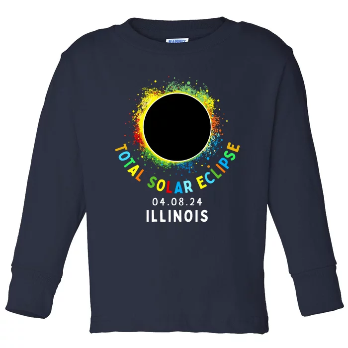 Illinois Total Solar Eclipse Totality April 8 2024 Tie Dye Toddler Long Sleeve Shirt