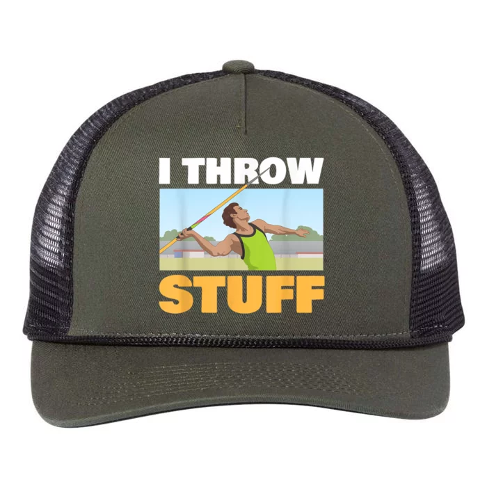 I Throw Stuff For A Shot Put Player Or Shot Putter Retro Rope Trucker Hat Cap