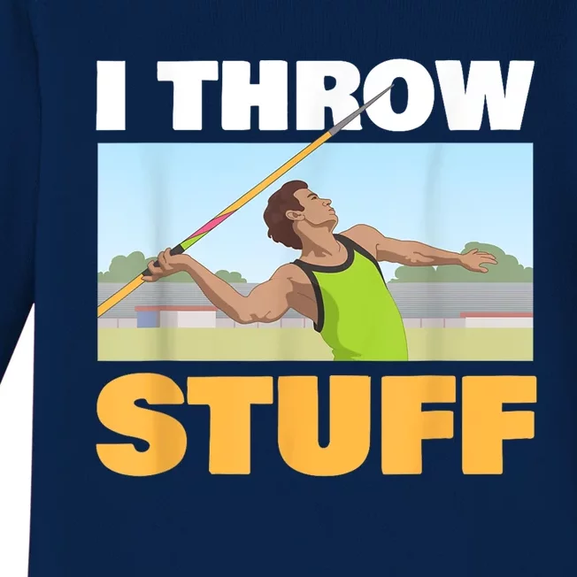 I Throw Stuff For A Shot Put Player Or Shot Putter Baby Long Sleeve Bodysuit