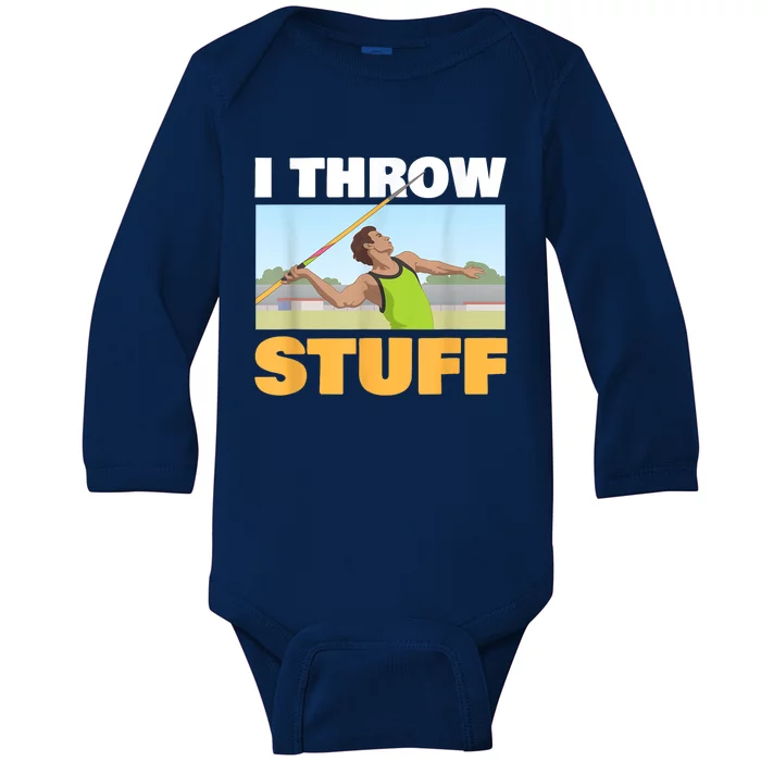 I Throw Stuff For A Shot Put Player Or Shot Putter Baby Long Sleeve Bodysuit