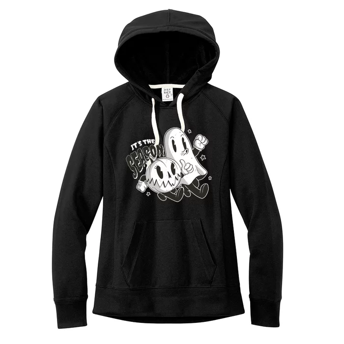 It's The Season Halloween Ghost And Pumpkin Women's Fleece Hoodie