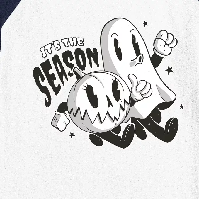 It's The Season Halloween Ghost And Pumpkin Baseball Sleeve Shirt