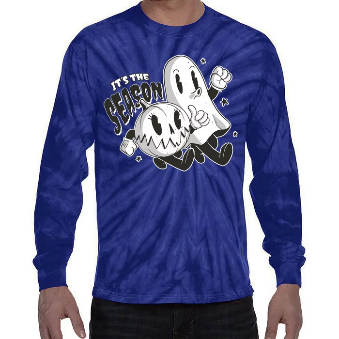 It's The Season Halloween Ghost And Pumpkin Tie-Dye Long Sleeve Shirt