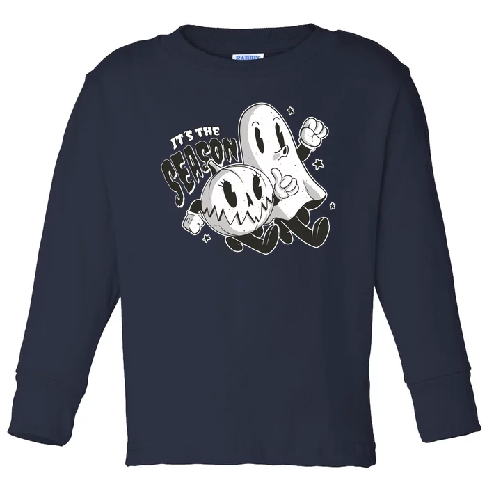 It's The Season Halloween Ghost And Pumpkin Toddler Long Sleeve Shirt