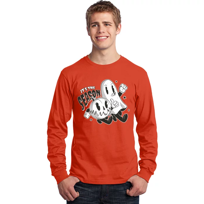 It's The Season Halloween Ghost And Pumpkin Long Sleeve Shirt