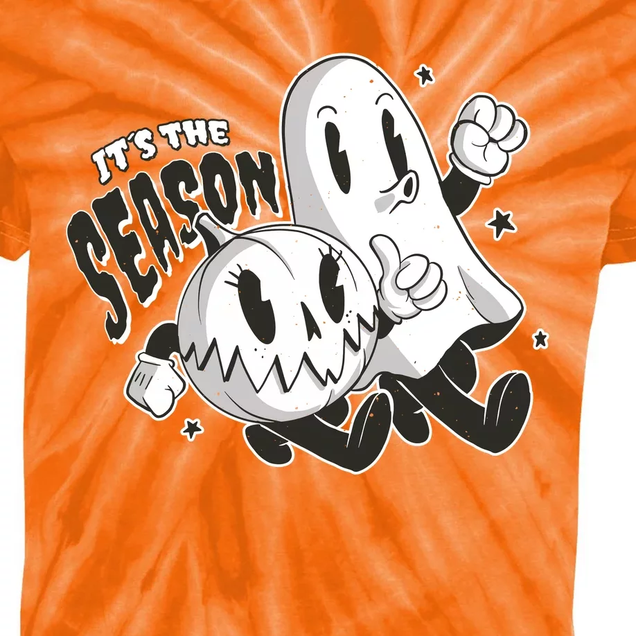 It's The Season Halloween Ghost And Pumpkin Kids Tie-Dye T-Shirt