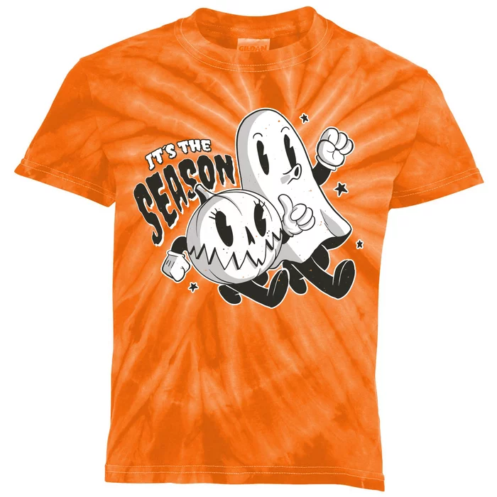 It's The Season Halloween Ghost And Pumpkin Kids Tie-Dye T-Shirt