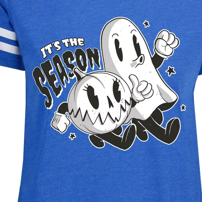 It's The Season Halloween Ghost And Pumpkin Enza Ladies Jersey Football T-Shirt