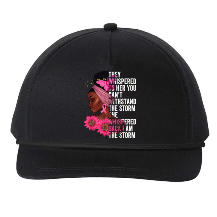 I'm The Storm Black Womens African Breast Cancer Pink Ribbon Snapback Five-Panel Rope Hat