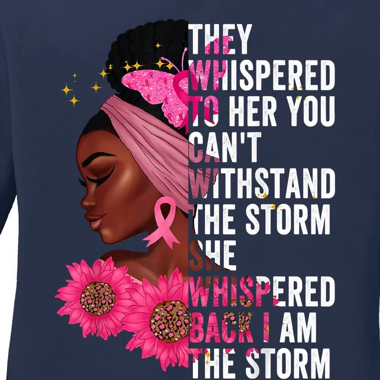 I'm The Storm Black Womens African Breast Cancer Pink Ribbon Ladies Long Sleeve Shirt