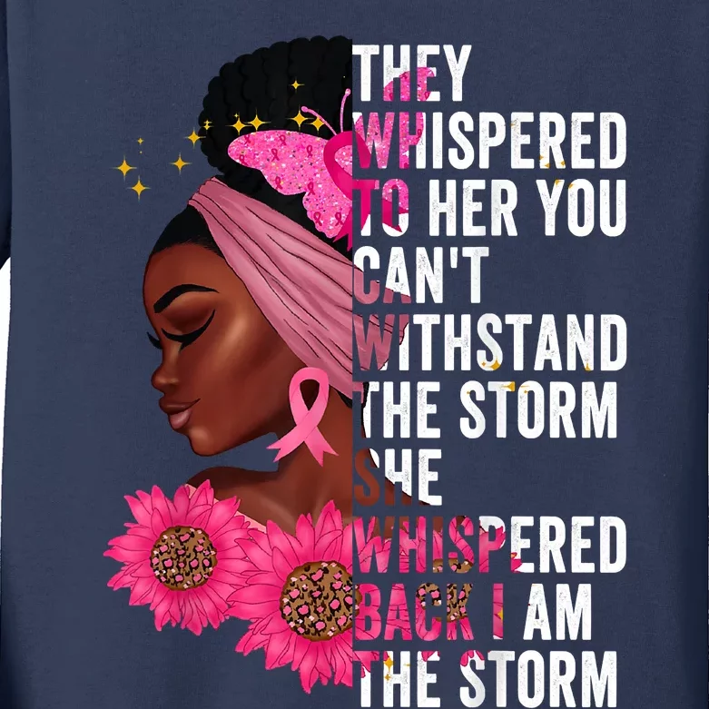 I'm The Storm Black Womens African Breast Cancer Pink Ribbon Kids Long Sleeve Shirt