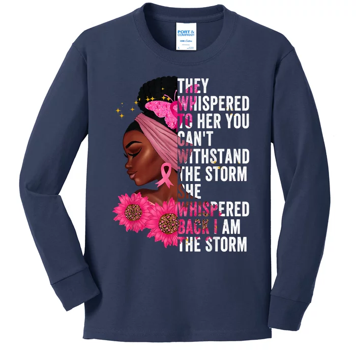 I'm The Storm Black Womens African Breast Cancer Pink Ribbon Kids Long Sleeve Shirt