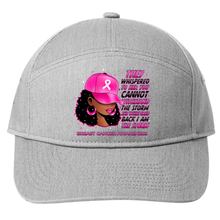 Im The Storm Black Women_ Breast Cancer Survivor Pink Ribbon 7-Panel Snapback Hat